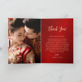 Carte De Remerciements Magnolia Red Gold Photo Mariage chinois (Intérieur)