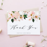 Carte De Remerciements Magnolia rose pâle et Baby shower Hydrangea<br><div class="desc">Merci à vos invités avec ce carte de remerciements de baby shower personnalisable. Il présente des magnolias et des hydrangées rose vif aux accents de feuille d'or faux rose. Personnalisez en ajoutant vos détails. Cette carte de remerciements florale rose vif est parfaite pour les baby showers, les douches nuptiales, les...</div>