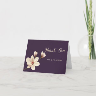 Carte De Remerciements Magnolias Roses Chic Élégant