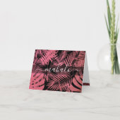 Carte De Remerciements Mahalo rose feuille de palme tropicale script de c (Devant)