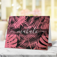 Mahalo rose feuille de palme tropicale script de c