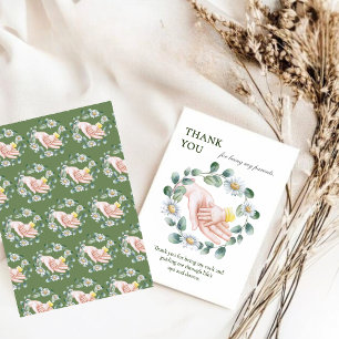 Carte De Remerciements Main dans la main Floral Wreath Fête des pères