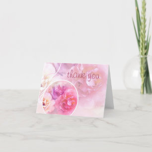 Carte De Remerciements Main de remerciement écriture texte aquarelle rose