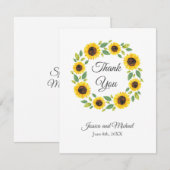 Carte De Remerciements Main Painted Watercolor Sunflower (Devant / Derrière)