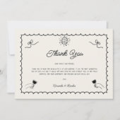 Carte De Remerciements Main rétro tirée Mariage horizontal photo français (Devant)