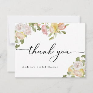 Carte De Remerciements Main Squeeze   Agrumes   Floral Rose 