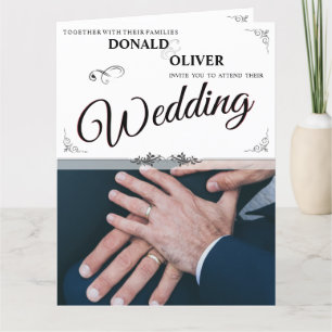 Carte De Remerciements Mains d'un couple gay de mariage avec des anneaux