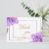 Carte De Remerciements Maisées pourpres/Triage or (Debout devant)