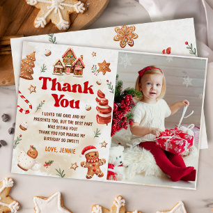 Carte De Remerciements Maison en pain d'épice de Noël Photo d'anniversair