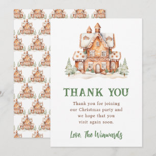 Carte De Remerciements Maison en pain d'épice décorant la fête de Noël
