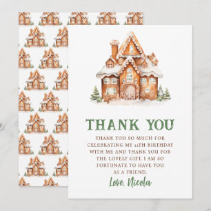 Carte De Remerciements Maison en pain d'épice décorer fête d'anniversaire
