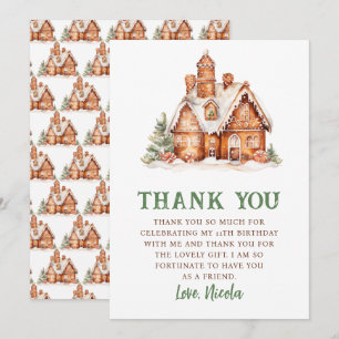 Carte De Remerciements Maison en pain d'épice décorer fête d'anniversaire