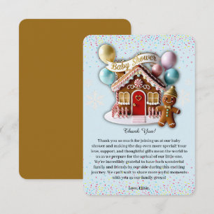 Carte De Remerciements Maison en pain d'épice dorée Baby Shower