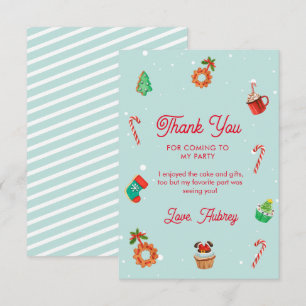 Carte De Remerciements Maison en pain d'épices bleu Noël Anniversaire