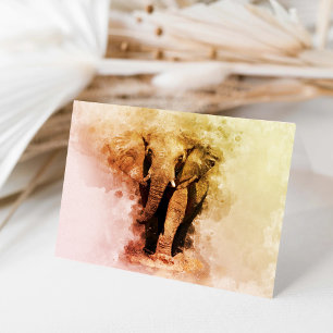 Carte De Remerciements Majestic Homme African Elephant Walking Aquarelle