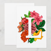 Carte De Remerciements Majuscule L monogramme floral (Devant / Derrière)