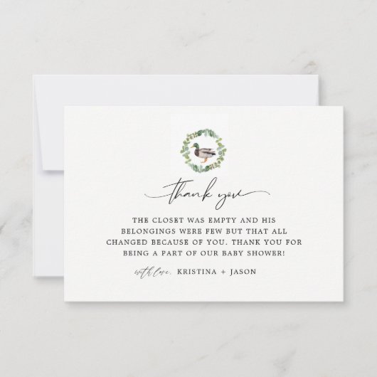 Carte De Remerciements Mallard Duck Little Duckkkling Baby shower (Devant)