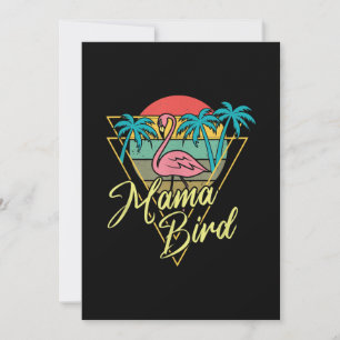 Carte De Remerciements Mama Bird Flamant rose Sunset Palm Tree Beach anné
