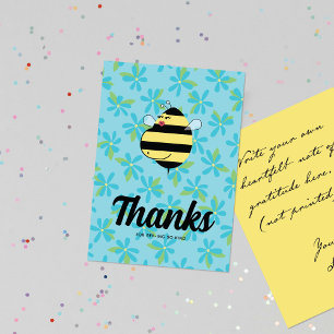 Carte De Remerciements Maman abeille enceinte fleurs sarcelle florales