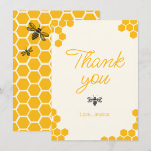 Carte De Remerciements Maman abeille jaune mignonne pour la fête de bébé