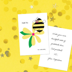 Carte De Remerciements Maman Abeille Lunettes Fleur Jaune Baby Bump