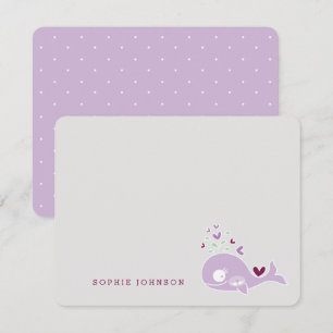 Carte De Remerciements Maman Enceinte Purple baleine Twin Girls Baby show