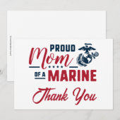 Carte De Remerciements Maman fière d'un Marine - Couleur (Devant / Derrière)