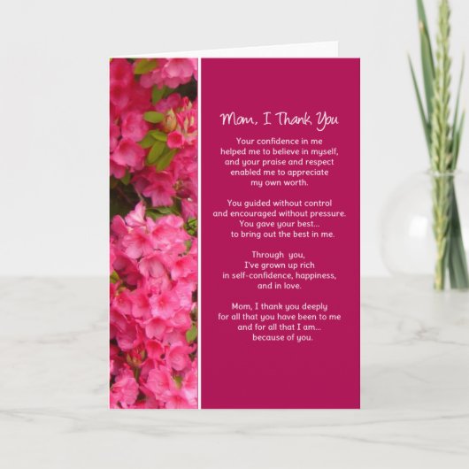 Carte De Remerciements Maman, je Merci... (Devant)