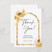 Carte De Remerciements Maman to Bee Honey Fleur sauvage Baby shower (Devant / Derrière)