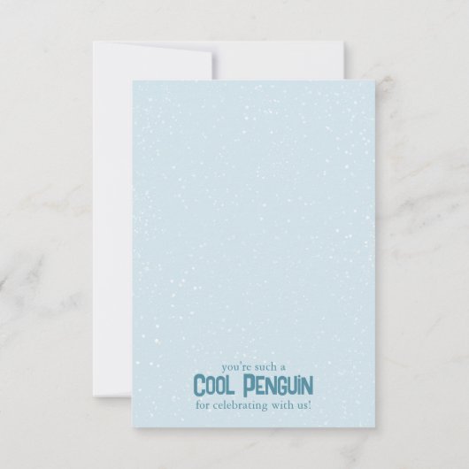 Carte De Remerciements Manchots sympas célèbrent l'anniversaire d'un enfa (Dos)