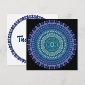 Carte De Remerciements Mandala bleu (Devant / Derrière)