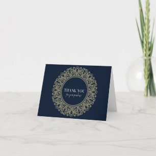 Carte de remerciements mandala bleu et or marine