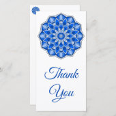 Carte De Remerciements Mandala en bleu (Devant / Derrière)