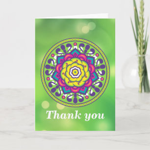 Carte De Remerciements Mandala vert de Lotus
