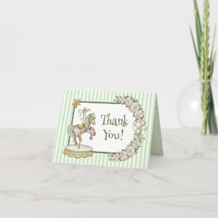 Carte De Remerciements Manège de cheval vert vintage Baby Shower