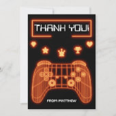 Carte De Remerciements Manette de jeu à lueur orange (Devant)