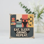 Carte De Remerciements Manger. Dormir. Bûcher. Répéter (Debout devant)