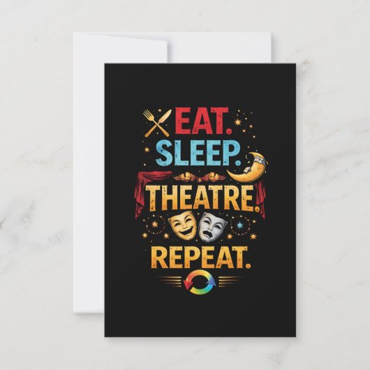 Carte De Remerciements Manger, Dormir, Théâtre, Répéter (Devant)