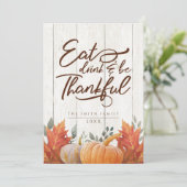 Carte De Remerciements Mangez, buvez et soyez reconnaissants. Dîner de re (Debout devant)