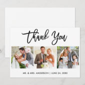 Carte De Remerciements Manuscrit moderne de brosse épousant la photo 3 (Devant / Derrière)