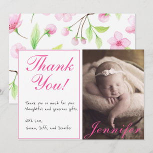 Carte de remerciements manuscrit photo Baby shower