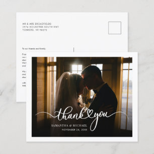 Carte de remerciements manuscrit photo Mariage bud