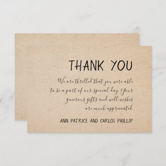 CARTE DE REMERCIEMENTS MANUSCRITE CLASSIQUE - PAPI (Devant / Derrière)