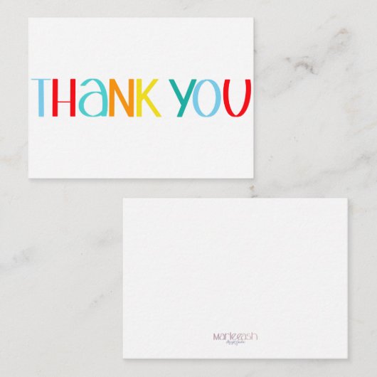Carte de remerciements manuscrite colorée (Devant / Derrière)