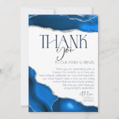 Carte De Remerciements Marble Agate Royal bleu mariage Mariage (Devant)