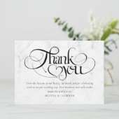 Carte De Remerciements Marble Calligraphie Script Mariage photo (Debout devant)