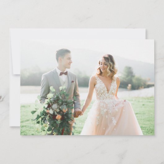 Carte De Remerciements Marble Calligraphie Script Mariage photo (Dos)