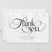 Carte De Remerciements Marble Chic Calligraphie Script Photo Mariage (Devant)