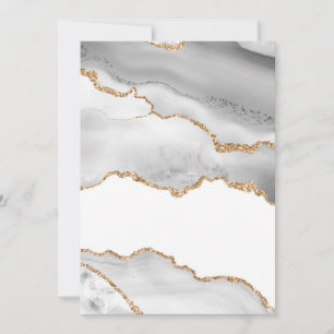 Carte De Remerciements Marbre blanc gris Agate Élégant Paillettes dorées