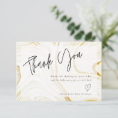 Carte de remerciements Marbre blanc moderne (Debout devant)